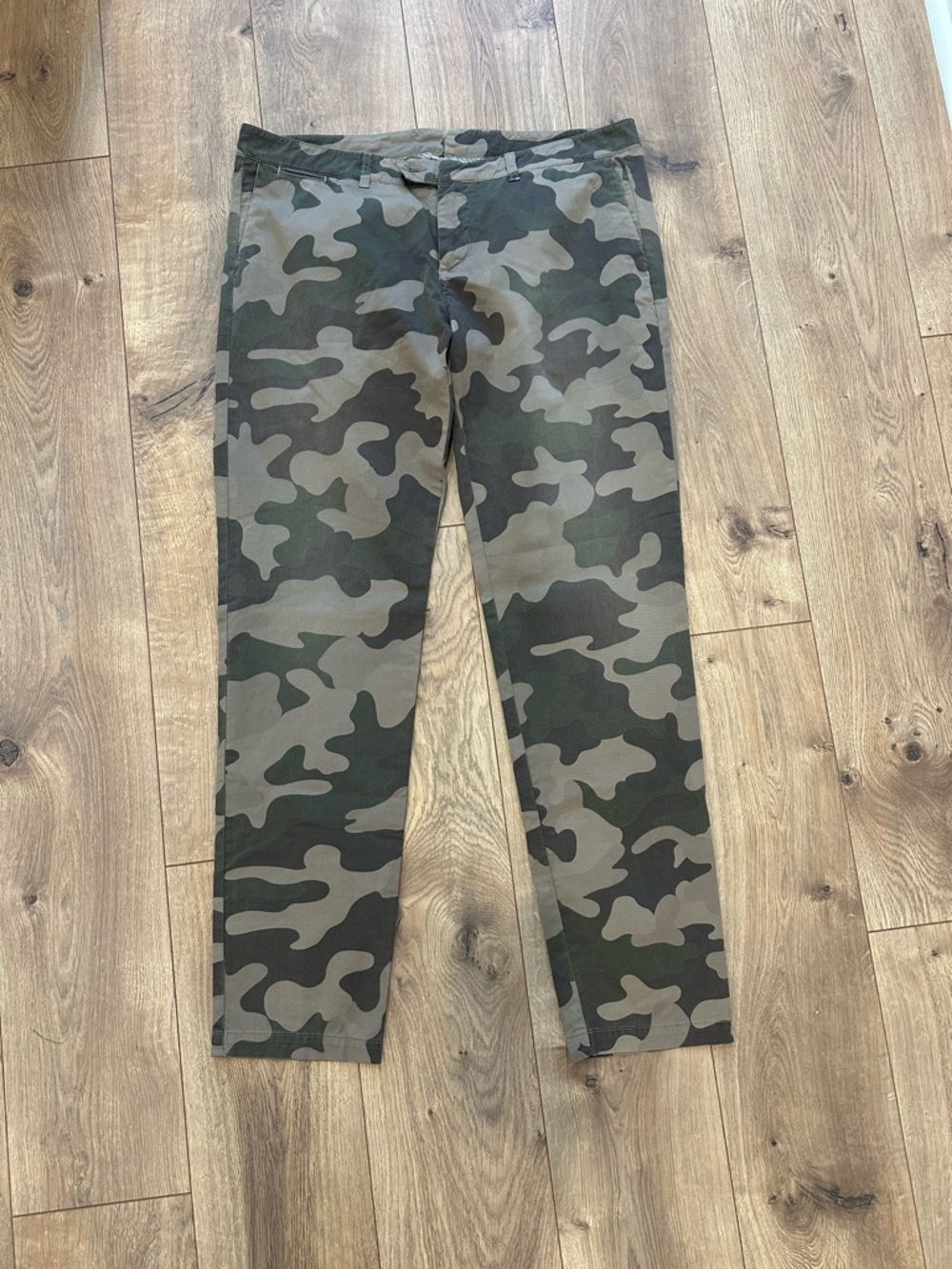 Men’s Eleventy Olive Brown Tan Camo Chinos Size 38x34